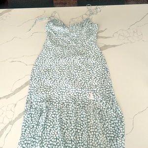 Abercrombie & Fitch teal and white midi dress